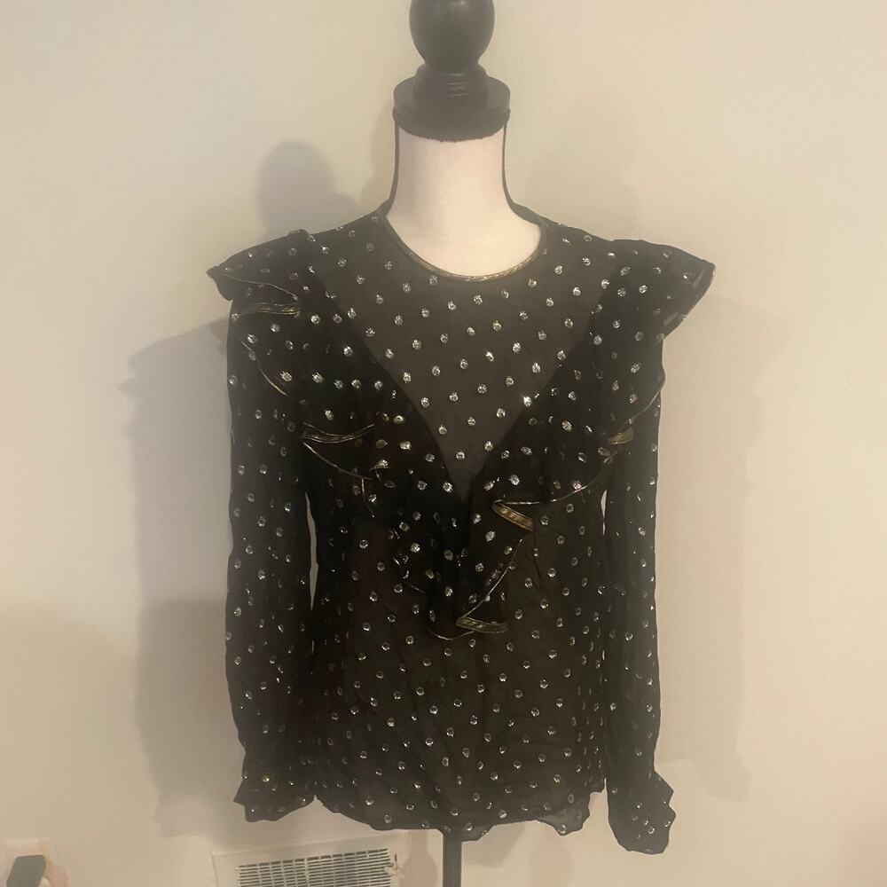 Sandro Lurex patterned top in black - Picture 2 of 10